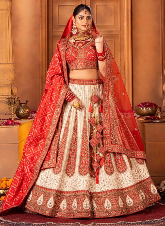 Premium Red Bridal Wear Embroidery Work Lehenga Choli